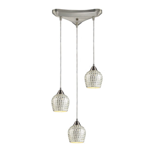 Fusion 10'' Wide 3-Light Pendant - Satin Nickel with Silver Mosaic