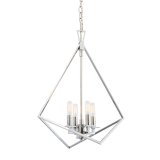 Trapezoid Cage Chandeliers - Polished Nickel