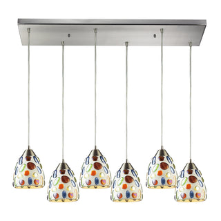 Gemstone 30'' Wide 6-Light Pendant - Satin Nickel