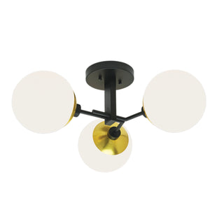 Triple Play Semi-Flush Mount Light - Polished Brass