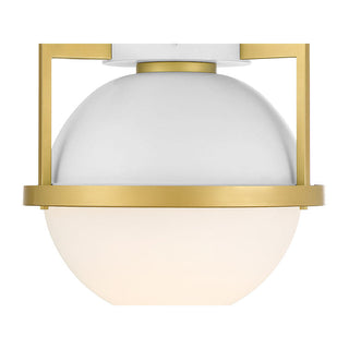 Carlysle 1-Light Ceiling Light in White with Warm Brass Accents White with Warm Brass