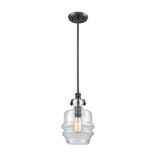 Zumbia 1-Light Mini Pendant in Oil Rubbed Bronze with Clear Glass