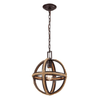 Natural Rope 12'' Wide 1-Light Mini Pendant - Oil Rubbed Bronze