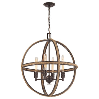 Natural Rope 24'' Wide 4-Light Chandeliers - Oil Rubbed Bronze