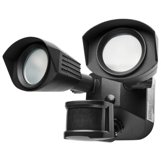 LED Security Light; Dual Head; Black Finish; 3000K; Motion Sensor