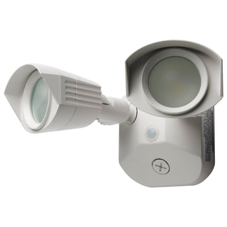 LED Security Light; Dual Head; White Finish; 4000K