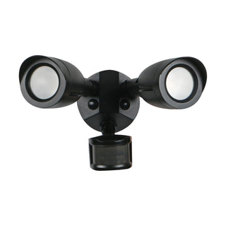 LED Security Light; Dual Head; Motion Sensor Included; Black Finish; 3000K