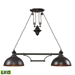 Farmhouse 44'' Wide 2-Light Linear Chandeliers - Oiled Bronze