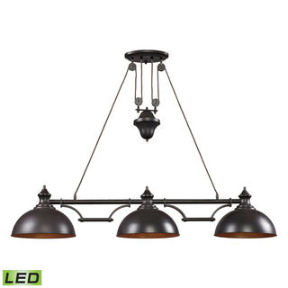 Farmhouse 56'' Wide 3-Light Linear Chandeliers - Oiled Bronze