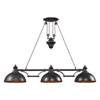 Farmhouse 56'' Wide 3-Light Linear Chandeliers - Oiled Bronze