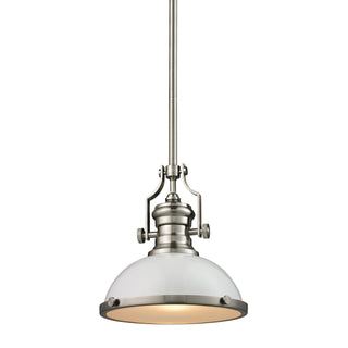 Chadwick 13'' Wide 1-Light Pendant - Satin Nickel with Gloss White