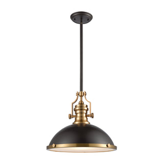 Chadwick 17'' Wide 1-Light Pendant - Matte Black and Satin Brass