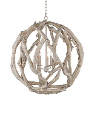 Driftwood Whitewash Orb Chandelier