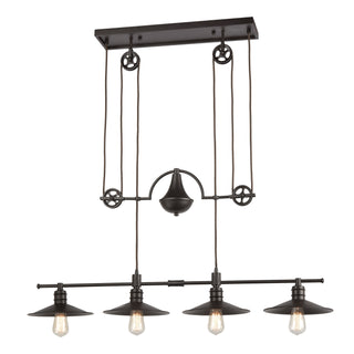 Spindle Wheel 42'' Wide 4-Light Linear Chandeliers - Oil Rubbed Bronze