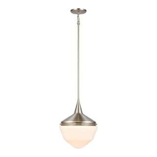 Mid-Century Schoolhouse 12'' Wide 1-Light Mini Pendant - Satin Nickel