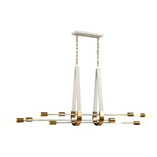 Sabine 58'' Wide 10-Light Linear Chandeliers - Textured White with Brushed Gold