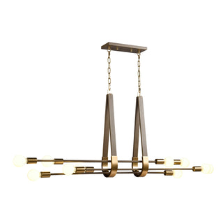 Sabine 58'' Wide 10-Light Linear Chandeliers - Pecan with Brushed Gold