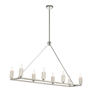 White Stone 48'' Wide 8-Light Linear Chandeliers - Polished Nickel