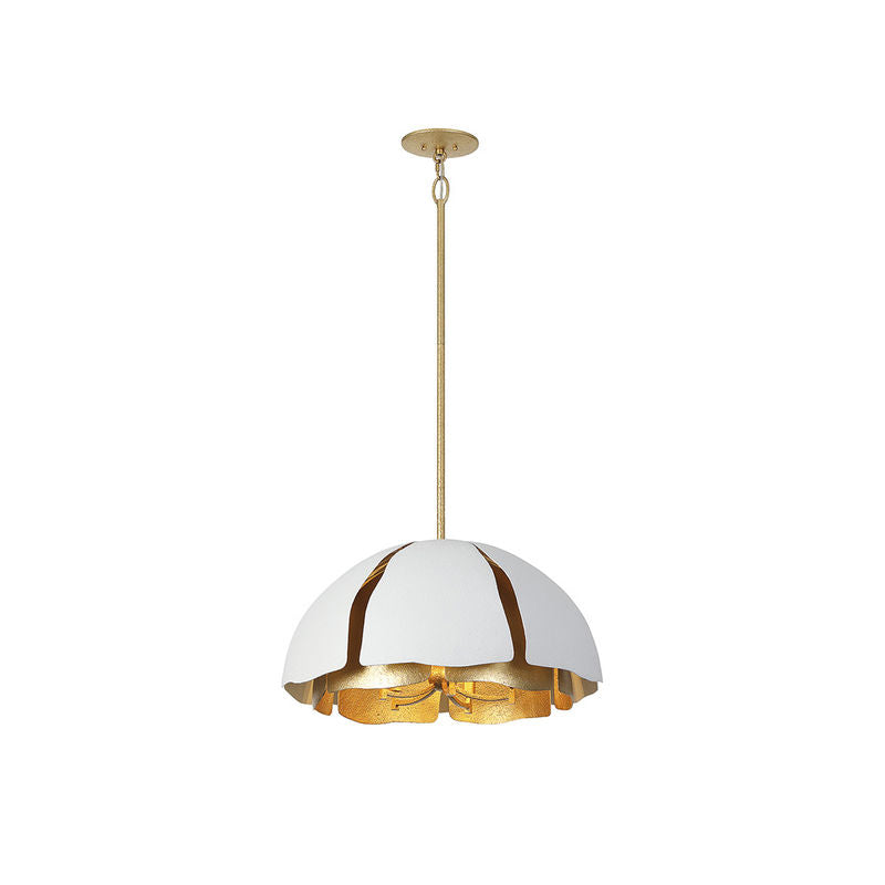 Brewster 5-Light Pendant in Cavalier Gold with Royal White Cavalier Gold with Royal White