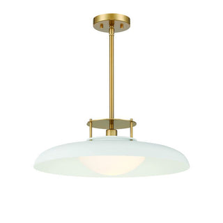 Gavin 1-Light Pendant in White with Warm Brass Accents White with Warm Brass Accents