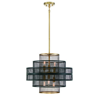 Kelvin 6-Light Pendant in Matte Black with Warm Brass Matte Black with Warm Brass Accents