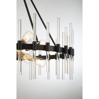 Santiago 8-Light Pendant in Matte Black with Warm Brass Accents