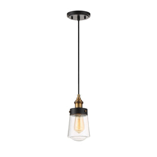 Macauley 1-Light Mini-Pendant in Vintage Black with Warm Brass Vintage Black with Warm Brass