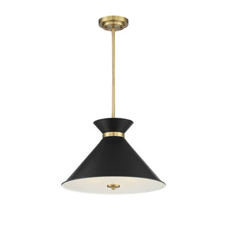 Lamar 3-Light Pendant in Matte Black with Warm Brass Accents Black with Warm Brass Accents