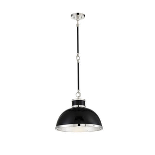 Corning 1-Light Pendant in Matte Black with Polished Nickel Accents Black with Polished Nickel Accents