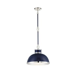 Corning 1-Light Pendant in Navy with Polished Nickel Accents Navy with Polished Nickel Accents