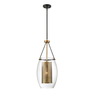 Dunbar 1-Light Pendant in Warm Brass with Bronze Accents Warm Brass with Bronze Accents