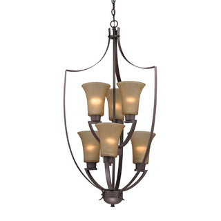 Foyer 21'' Wide 6-Light Chandeliers - Oil Rubbed Bronze with Light Amber Glass