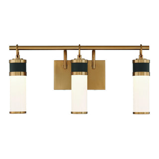 Abel 3-Light LED Bathroom Vanity Light in Matte Black with Warm Brass Accents Matte Black with Warm Brass Accents