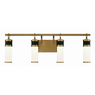 Abel 4-Light LED Bathroom Vanity Light in Matte Black with Warm Brass Accents Matte Black with Warm Brass Accents