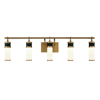 Abel 5-Light LED Bathroom Vanity Light in Matte Black with Warm Brass Accents Matte Black with Warm Brass Accents