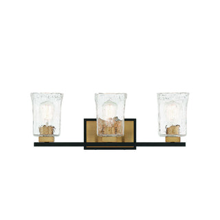 Sidney 3-Light Bathroom Vanity Light in Matte Black with Warm Brass Accents Matte Black with Warm Brass Accents