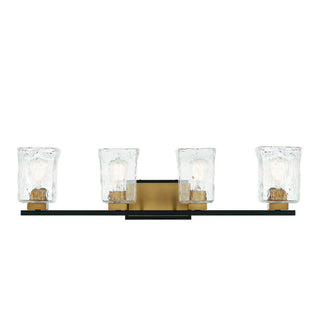 Sidney 4-Light Bathroom Vanity Light in Matte Black with Warm Brass Accents Matte Black with Warm Brass Accents