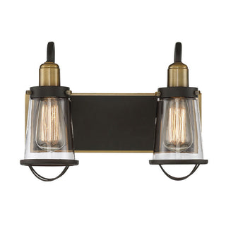 Lansing 2-Light Bathroom Vanity Light in English Bronze and Warm Brass English Bronze and Warm Brass