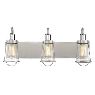 Lansing 3-Light Bathroom Vanity Light in Satin Nickel with Polished Nickel Accents Satin Nickel with Polished Nickel Accents