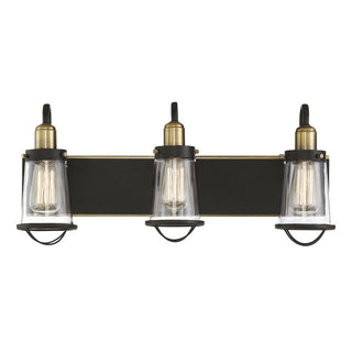 Lansing 3-Light Bathroom Vanity Light in English Bronze and Warm Brass English Bronze and Warm Brass