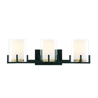 Eaton 3-Light Bathroom Vanity Light in Matte Black with Warm Brass Accents Matte Black with Warm Brass Accents