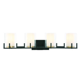 Eaton 4-Light Bathroom Vanity Light in Matte Black with Warm Brass Accents Matte Black with Warm Brass Accents