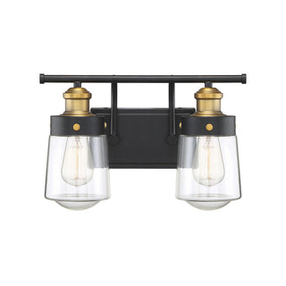 Macauley 2-Light Bathroom Vanity Light in Vintage Black with Warm Brass Vintage Black with Warm Brass