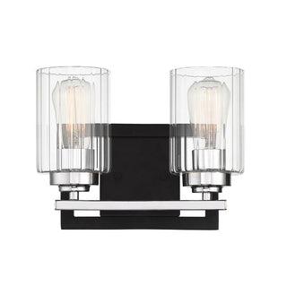 Redmond 2-Light Bathroom Vanity Light in Matte Black with Polished Chrome Accents Matte Black with Polished Chrome Accents