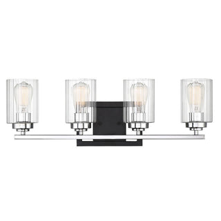 Redmond 4-Light Bathroom Vanity Light in Matte Black with Polished Chrome Accents Matte Black with Polished Chrome Accents