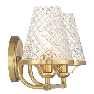 Candler 2-Light Bathroom Vanity Light in Warm Brass