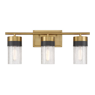 Brickell 3-Light Bathroom Vanity Light in Warm Brass and Black Warm Brass