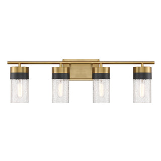 Brickell 4-Light Bathroom Vanity Light in Warm Brass and Black Warm Brass