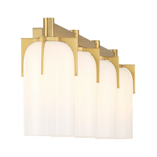 Caldwell 4-Light Bathroom Vanity Light in Warm Brass