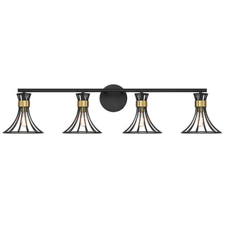 Breur 4-Light Bathroom Vanity Light in Matte Black with Warm Brass Accents Matte Black with Warm Brass